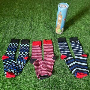 Carnaby Sock England Style London Big Ben Box 3 Pairs Gift Box Socks 8-12 NEW